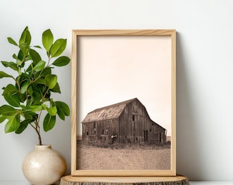 Arte de pared de granja con marco de madera, decoración de granja, arte de pared rústico, impresiones de granja, decoración de casa de campo, póster de granja, arte de pared campestre, arte rústico