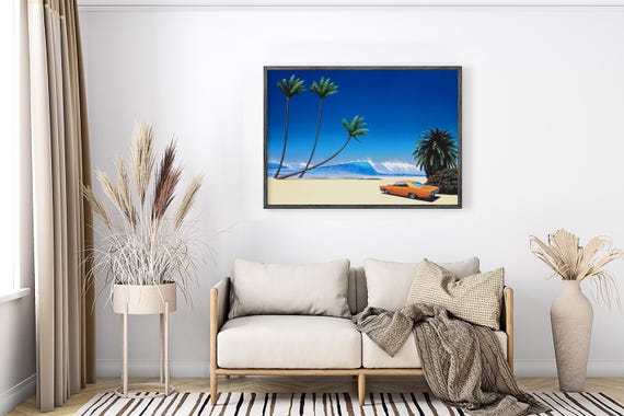 Impender Beach by Hiroshi Nagai, Wooden Framed Art, Japanese Retro