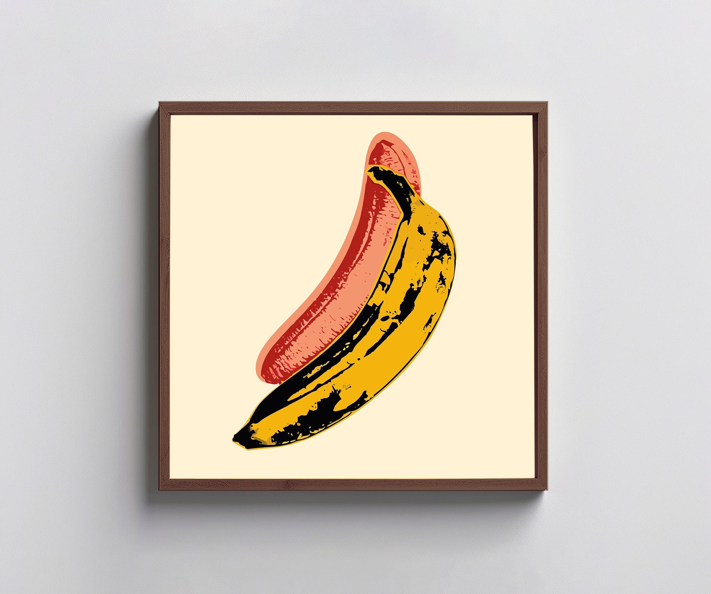 額装済/Banana/ジュールベリ ベルク/インテリア/ポスター/アート Andy Warhol Banana, Wooden Framed Art, Iconic Pop Art Print, Bold