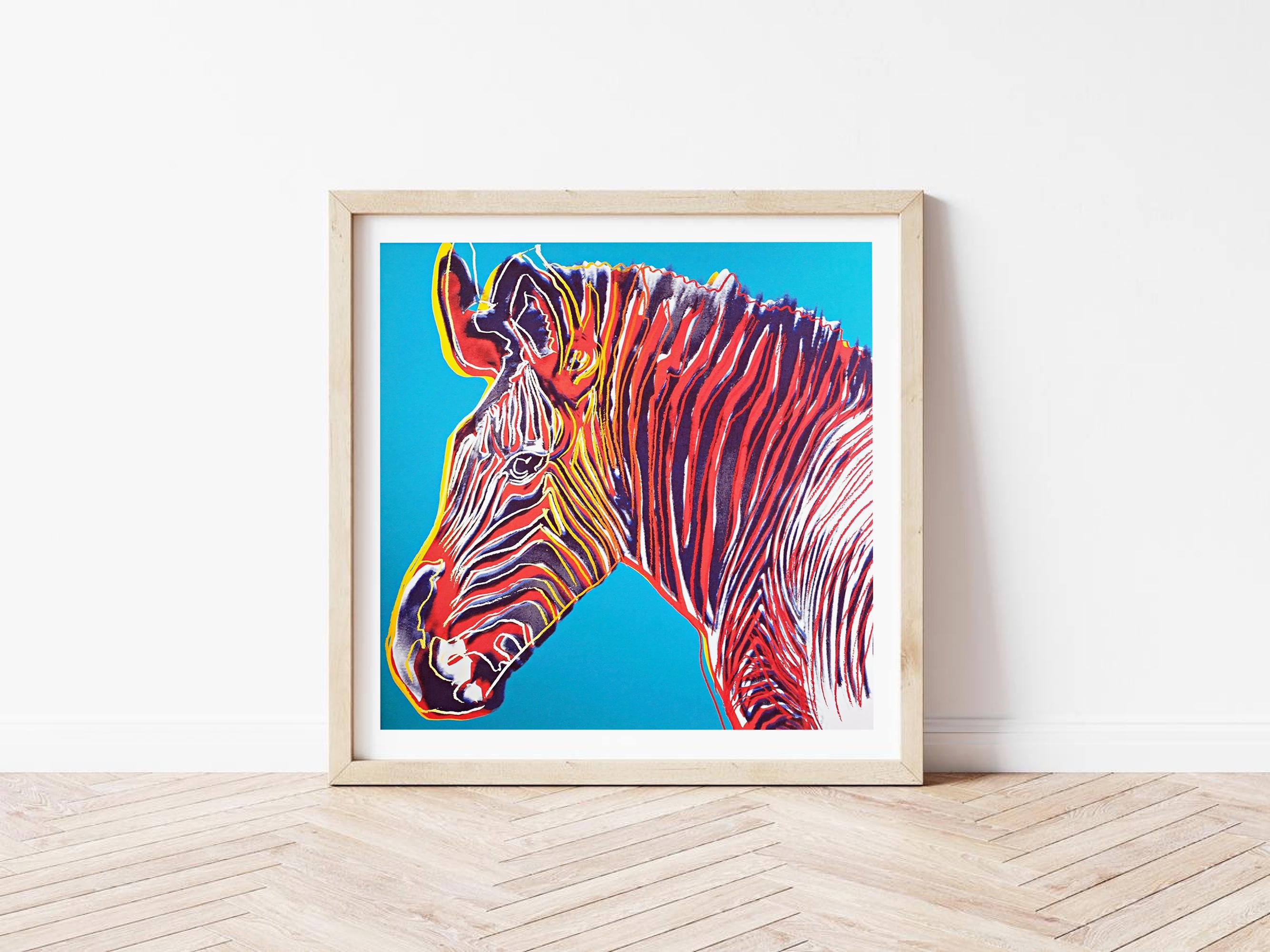Andy Warhol Zebra Colorful, Wooden Framed Art, Iconic Pop Art