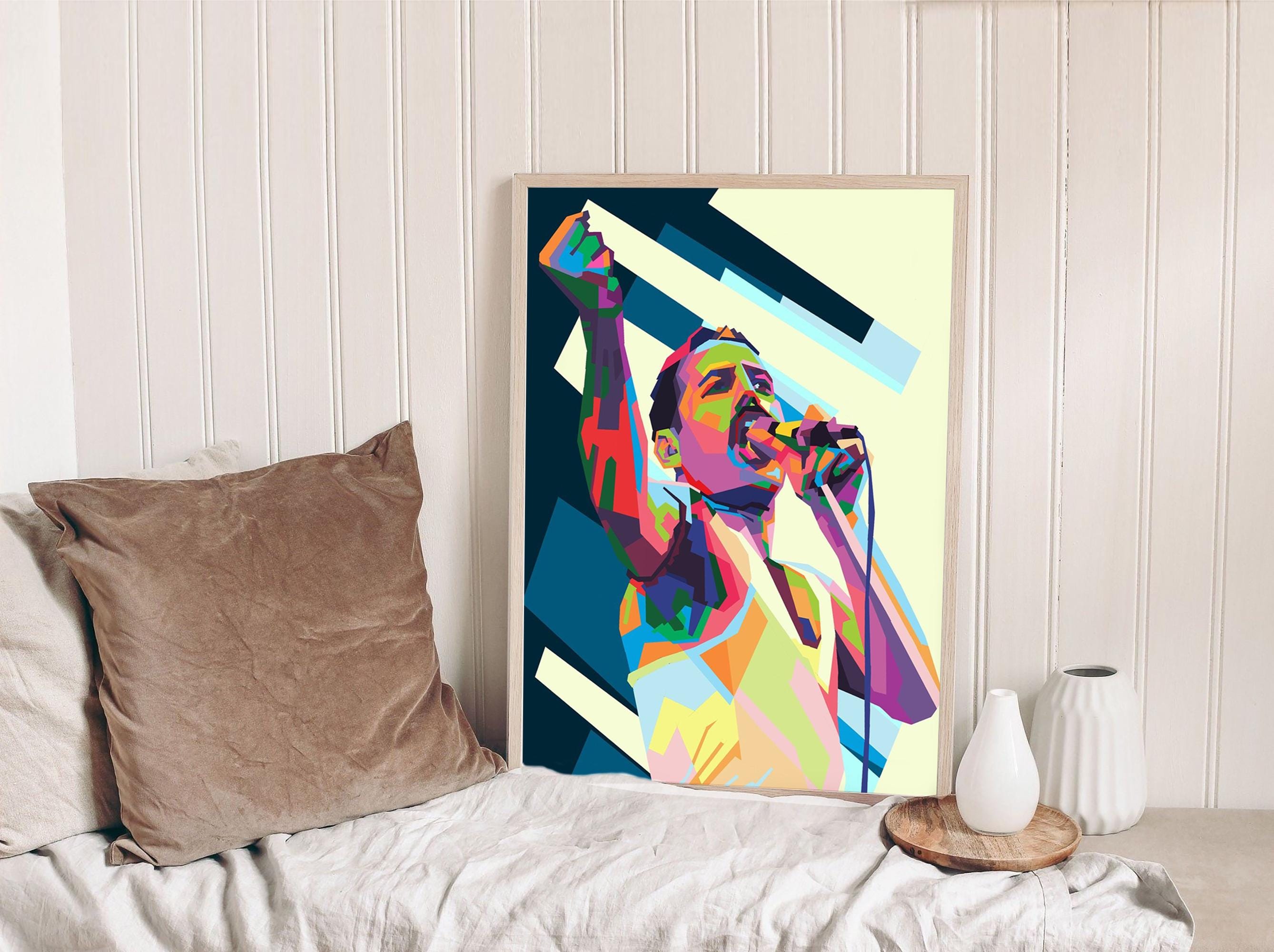 フレディ・マーキュリー クイーン 木製フレーム ウォールアート