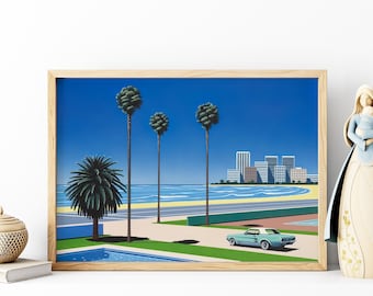 Sunshine Reggae de Hiroshi Nagai (versión alternativa de lujo), arte con marco de madera, impresión de pared retro japonesa, decoración estética de los 80.