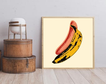 Andy Warhol Banana, Wooden Framed Art, Iconic Pop Art Print, Bold