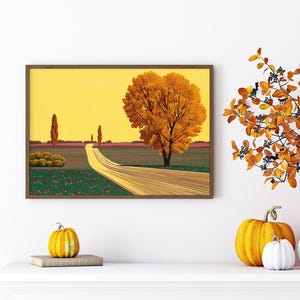 Otoño de Hiroshi Nagai, arte con marco de madera, impresión retro japonesa, decoración de pared colorida, póster estético vintage, arte inspirado en los 80