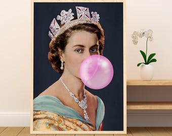エリザベス女王のポートレートプリント、バブルガムウォールアート
