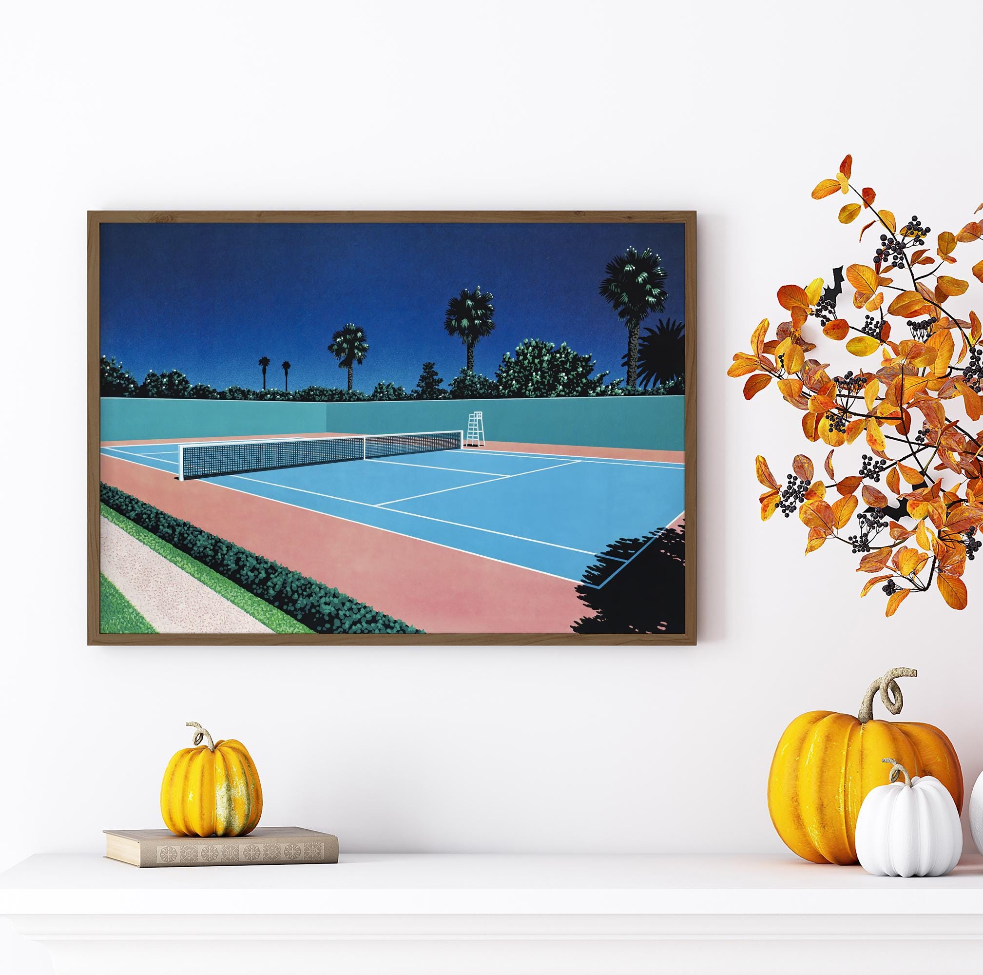 Tennis Court by Hiroshi Nagai, Wooden Framed Art, Japanese