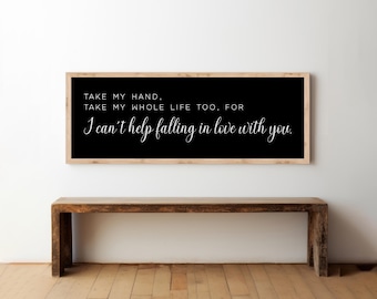 Houten wanddecoratie slaapkamer, borden hoofdslaapkamer, decoratie boven bed, kunst aan de muur hoofdslaapkamer, kan niet anders dan Falling in Love-bord, jubileumcadeau