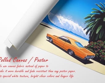 Impender Beach by Hiroshi Nagai, Wooden Framed Art, Japanese Retro