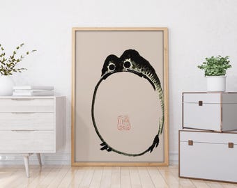Japanese Frog Framed Print, Vintage Wall Art, Japanese Frog Poster, Matsumoto Hoji Wall Art Decor, Modern Art, Animal Print, Wabi Sabi