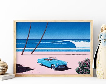 Lemson's Beams by Hiroshi Nagai, Wooden Framed Art, Japanese Retro
