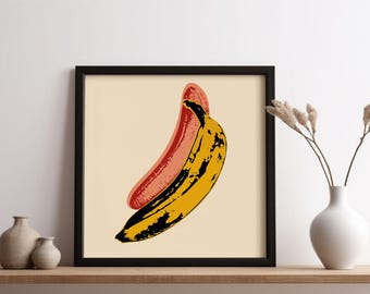 Andy Warhol Banana, Wooden Framed Art, Iconic Pop Art Print, Bold