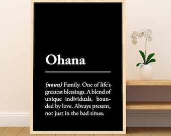 Ohana Definition Wooden Framed Art | Family Quote Sign | Rustic Wall Decor | Lilo & Stitch Inspired Gift | Hawaiian Wall Art