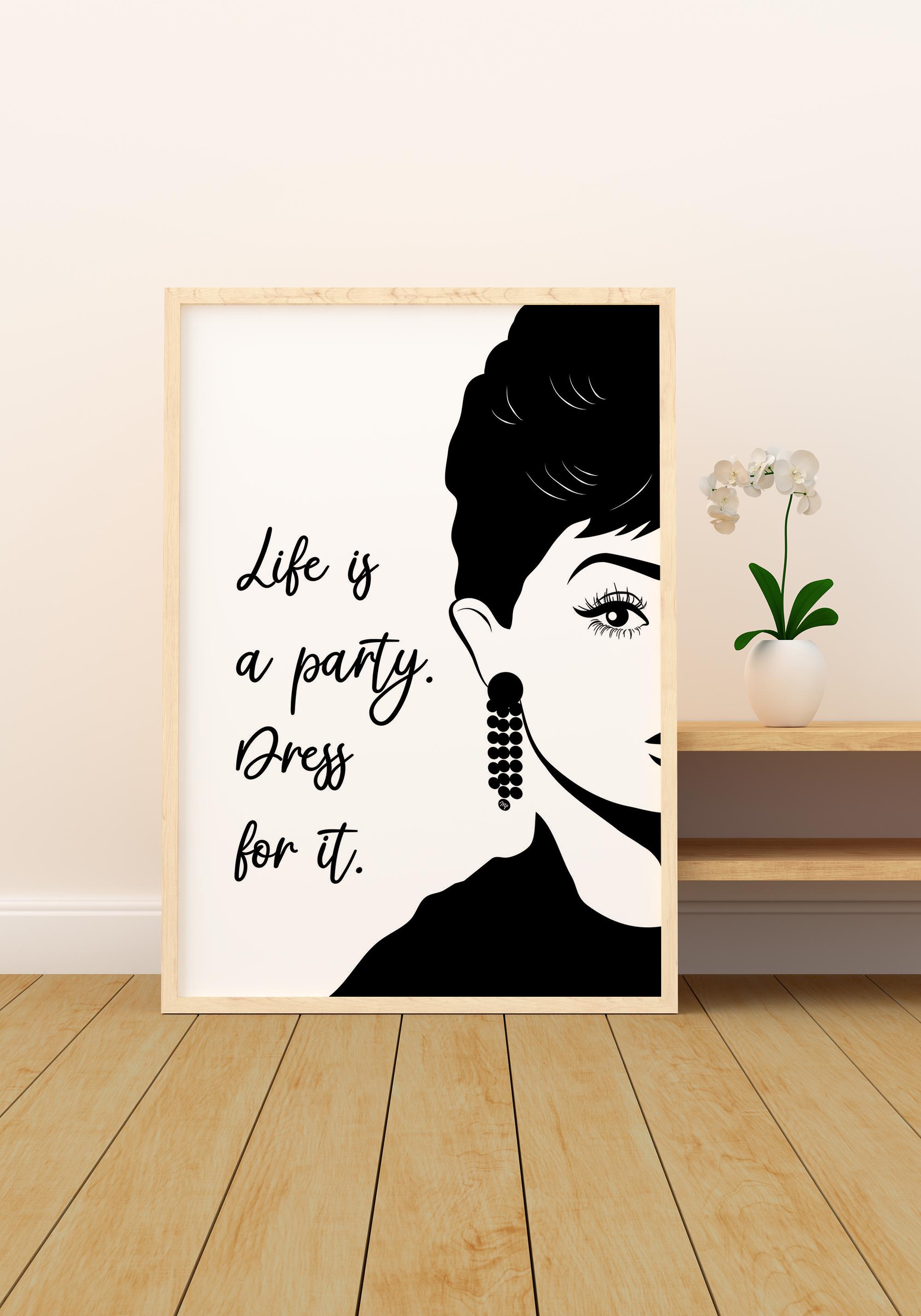 open lace back dress Amazon.com: Life Is A Party Dress Like It. -Audrey Hepburn Quote Print,  Unframed : Home & Kitchen