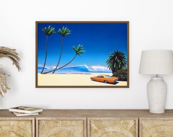 Impender Beach by Hiroshi Nagai, Wooden Framed Art, Japanese Retro
