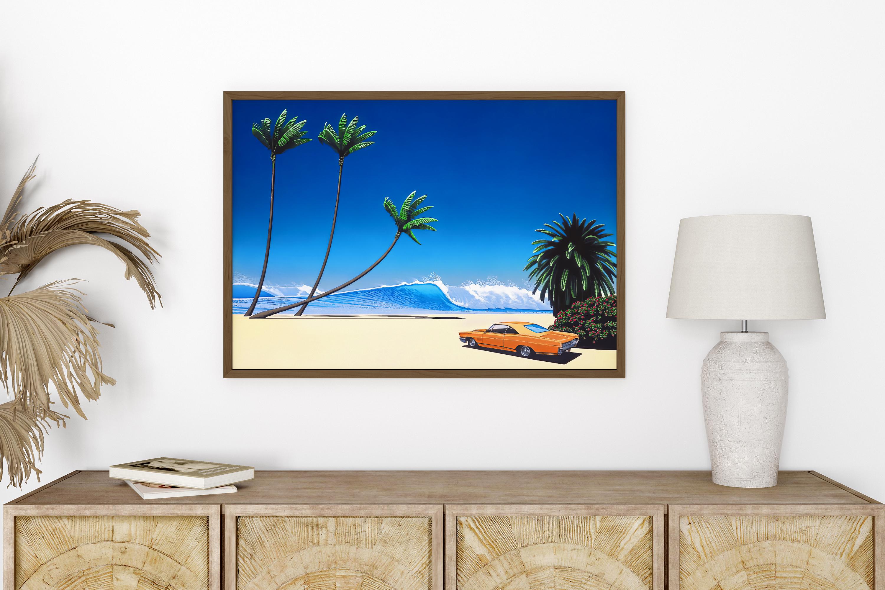 Impender Beach by Hiroshi Nagai, Wooden Framed Art, Japanese Retro