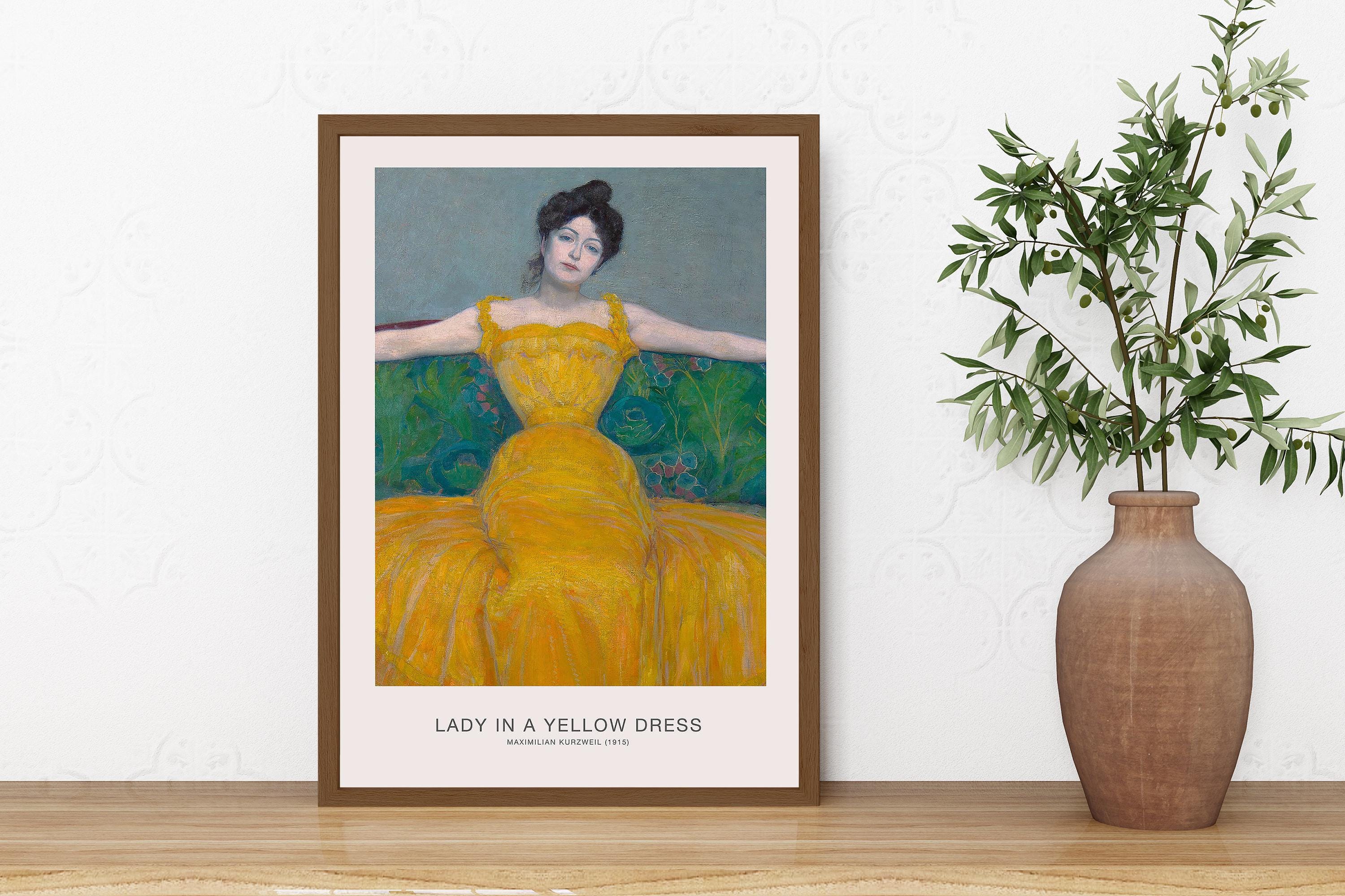 Lady in a Yellow Dress 1915 - Maximilian Kurzweil Wooden Framed Art,  Classic Portrait Print, Vintage Style Wall Decor, - Etsy