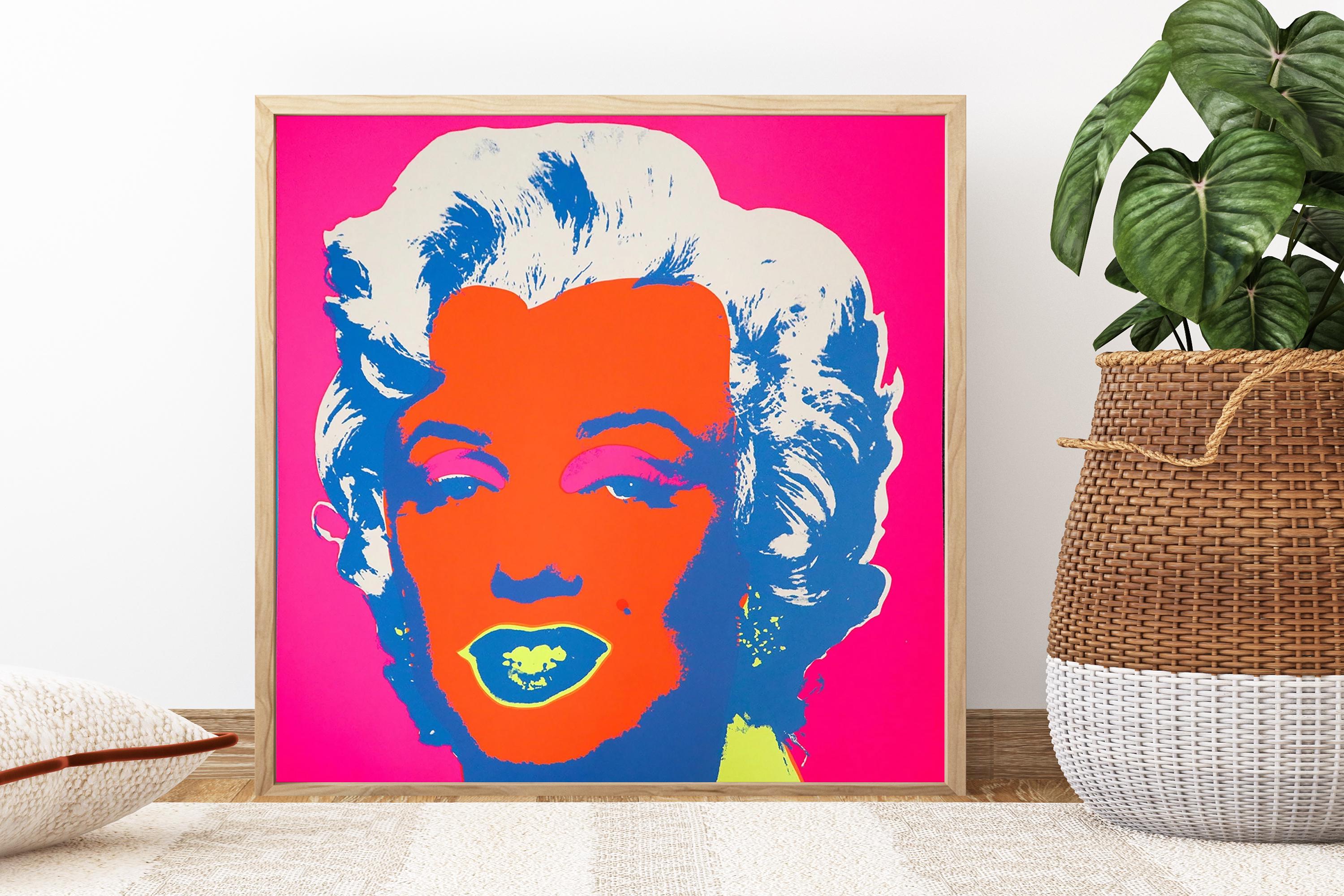 Andy Warhol After Marilyn Orange-pink, Wooden Framed Art, Iconic