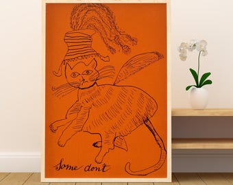 Andy Warhol Some Don’t, circa 1954, Kunst mit Holzrahmen, seltener Vintage-Druck, wunderliches Pop-Art-Poster, Retro-Wanddekor