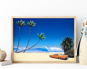 Impender Beach by Hiroshi Nagai, Wooden Framed Art, Japanese Retro