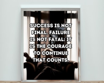 Cartaz motivacional de Winston Churchill