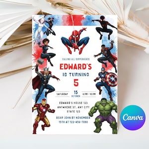Superhero Birthday Invitation: Comic Style Party Evite (Digital Download, 5x7 in)
