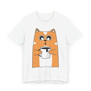 Cute Cat Lover T-Shirt, Fun Animal Tee, Coffee Shirt for Pet Owners, Gift for Cat Moms, Casual Wear, Funny Cat Apparel