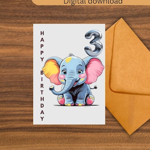 Biglietto di compleanno, biglietto di compleanno da stampare a casa, biglietto di buon compleanno, download digitale, biglietto di auguri di buon compleanno per bambini, animale africano