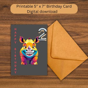 Wild Animals, African Animal, Happy Birthday Celebration Card for Kids, Kids Birthday Cards, Digital Printable Card, Digital Download