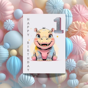 Birthday Card, Print at Home Birthday Card, Happy Birthday Card, Digital Download, Happy Birthday Celebration Card for Kids, African Animal