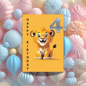 Animali selvatici, animali africani, biglietto di auguri di buon compleanno per bambini, biglietti di compleanno per bambini, biglietto digitale stampabile, download digitale