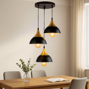 Modern Black Metal Conduit Pendant Light - Industrial Vintage E27 Lighting Kit -  Ceiling Lamp Fixture