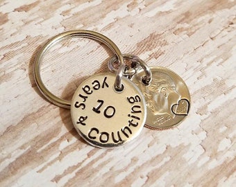 11th Anniversary Key Chain 2008 Dime and Penny for 11 Down and Forever To Go