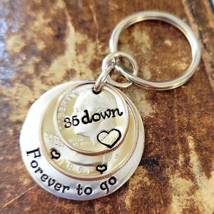 35th Anniversary Gift, 35 Years Down and Forever To Go, 1991 Quarter Dime, Key Chain for Him or Her, Anniversary Gift for Him, Gift for Her