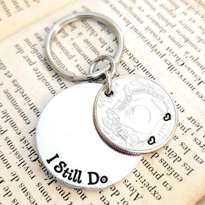 I Still Do 25th Wedding Anniversary Lucky 1999 Quarter Key Chain 25 Years Gift for Him or Her Couples with Personalized Options image 3