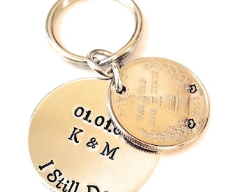 I Still Do, 25th Wedding Anniversary Gift, Lucky 2000 Quarter Key Chain, 25 Years, Gift for Him, Gift for Her, Couples Personalized Options