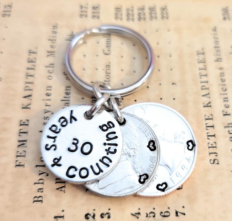 30th Wedding Anniversary, 30 Years and Counting, Key Chain Hearts ...