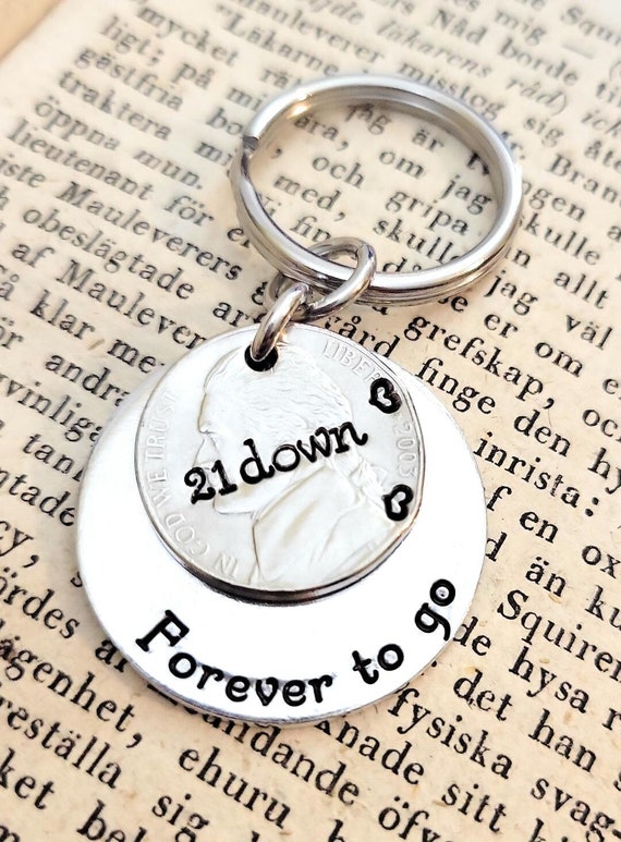 21st Wedding Anniversary Gift 21 Years Down Forever To Go Key Chain w 2003 Nickel Gift for Him or Her Personalized Options Etsy Polska
