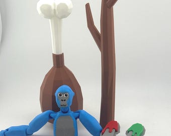 Paquete inspirado en Gorilla Tag, el superahorro definitivo de 4 piezas: Mod stick, pata de pavo, pincel de dedos y figura de Monke (color a elegir).