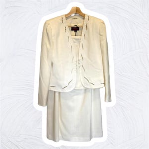 Women’s Vintage Cream Sasson Three Piece Skirt Suit, Size 12/13