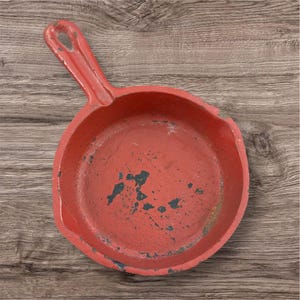 Vintage painted cast iron miniature dollhouse skillet
