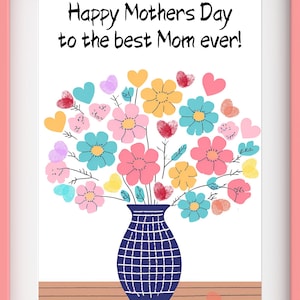 Custom Mother&#39;s Day Fingerprint Art Printable - Unique Keepsake for Mom, Fingerprint Keepsake, Fingerprint Art For MOM, Personalized