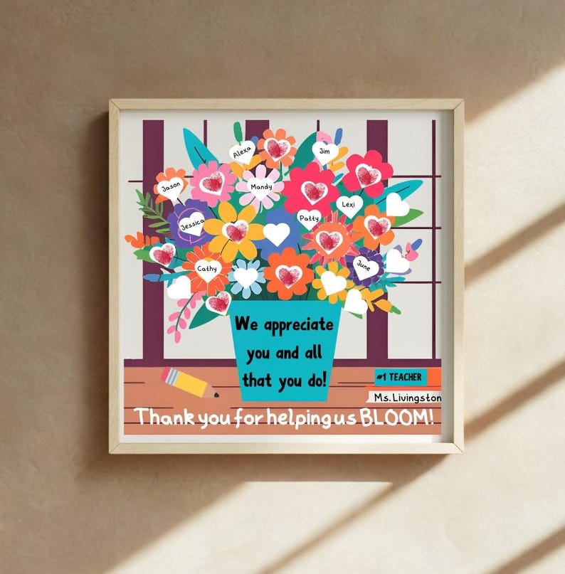 Teacher Appreciation Fingerprint Art: Personalized Classroom Keepsake ...
