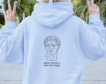 Greek Mythology Hoodie Tragic Hero Aesthetic Hoodie for Myth Fans Philosophical Greek Statue Hoodie Gift for Thinkers and Lore Lovers