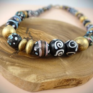Necklace eye beads hand-painted clasp 925 silver gold-plated 40 cm