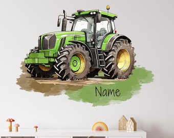 Wandtattoo Trecker Kinderzimmer Junge mit Namen personalisiert Junge Wandsticker Traktor