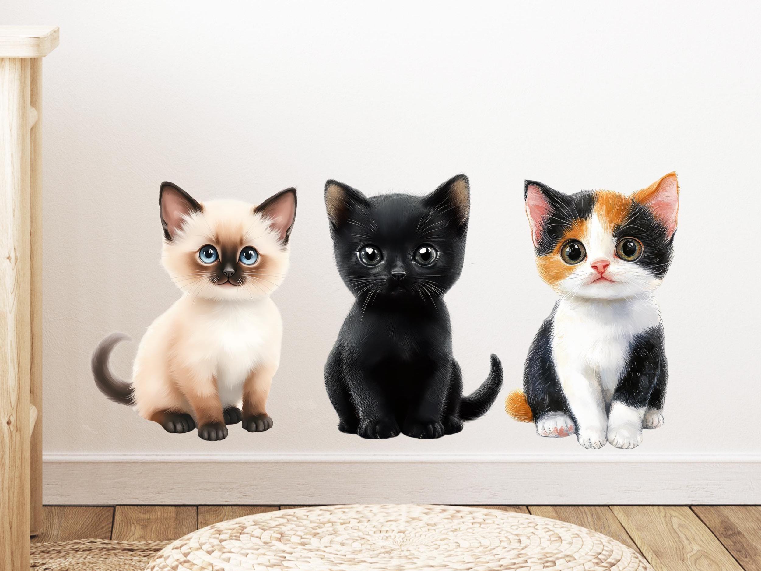 Wandtattoo Katze Mit Nachtleuchtenden Augen – 67 X 30 Cm, Selbstklebend, Für Wohnzimmer & Kinderzimmer