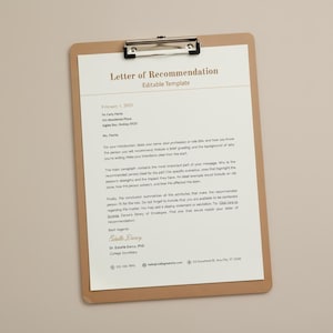 Editable Letter of Recommendation Template | Canva, Printable (A4 & US ...