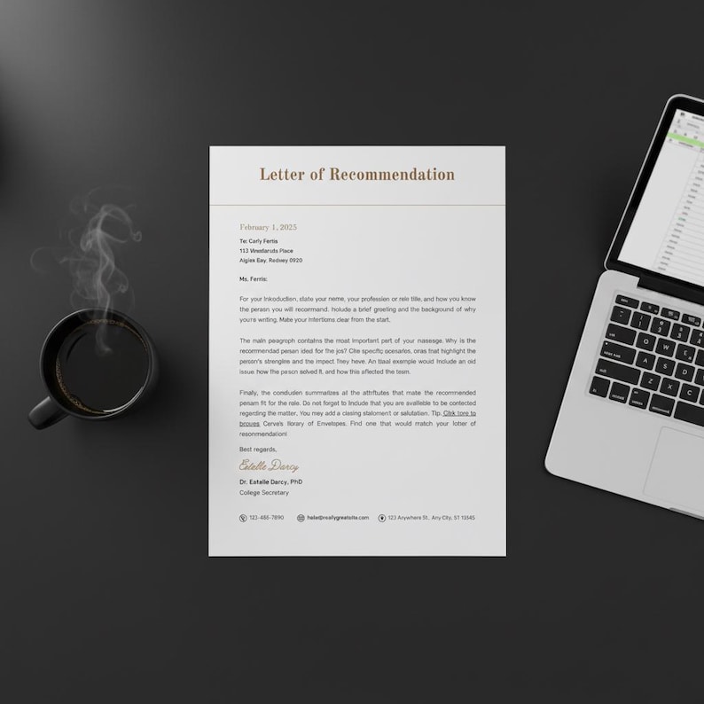Editable Letter of Recommendation Template | Canva, Printable (A4 & US ...