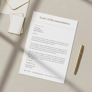 Editable Letter of Recommendation Template | Canva, Printable (A4 & US ...