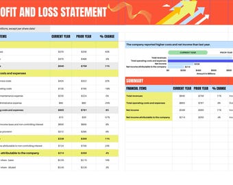 Profit & Loss Statement Template | Small Business Finance Tracker (Canva Editable)